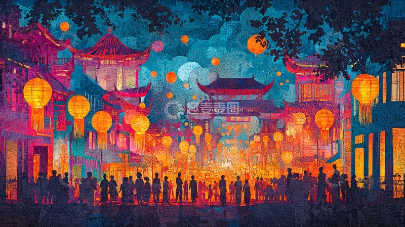 高清大图下载【趣麦麦图】梦幻中国风夜景
