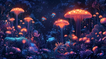 奇幻发光蘑菇森林