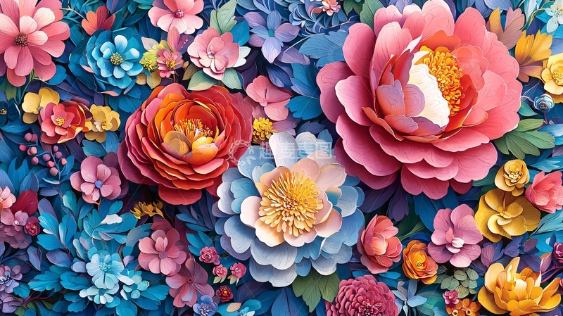 高清大图下载【趣麦麦图】彩色纸艺花朵