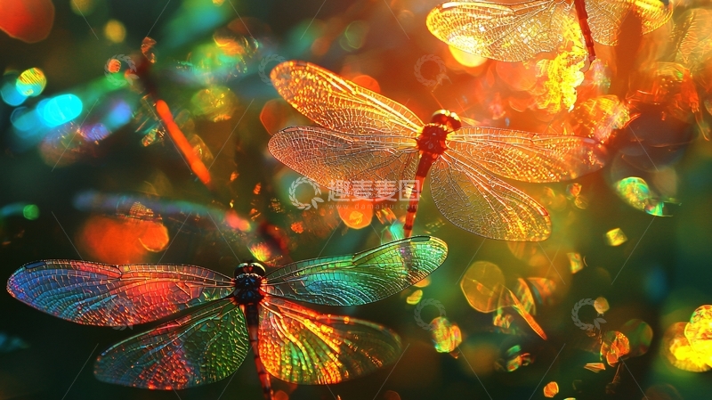 高清大图下载【趣麦麦图】梦幻彩色蜻蜓