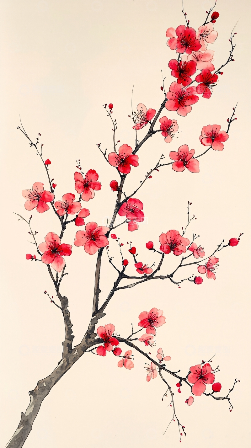 高清大图下载【趣麦麦图】水墨画梅花