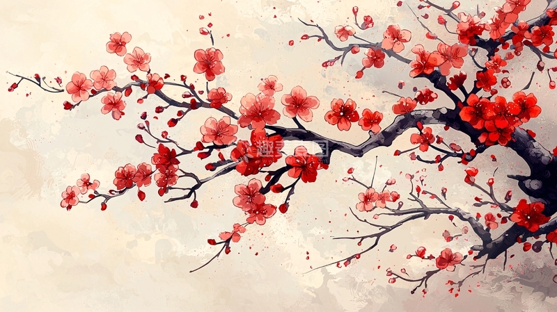高清大图下载【趣麦麦图】红梅水墨画
