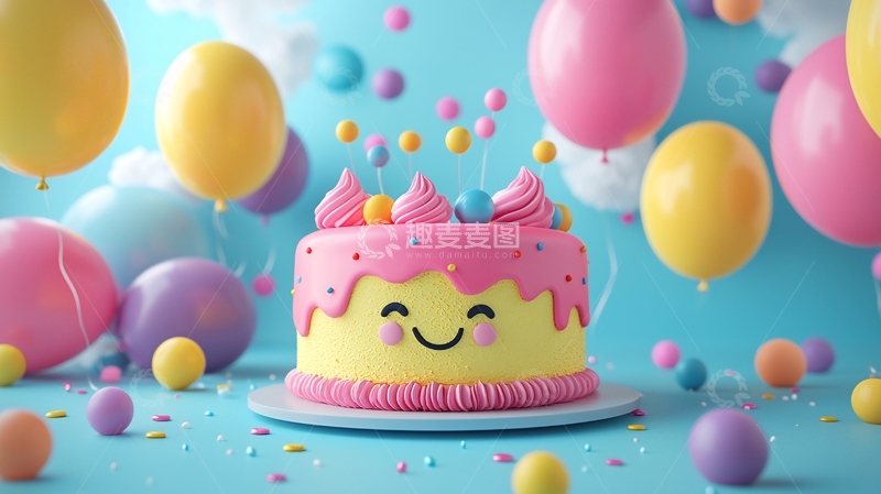 高清大图下载【趣麦麦图】色彩缤纷的生日蛋糕