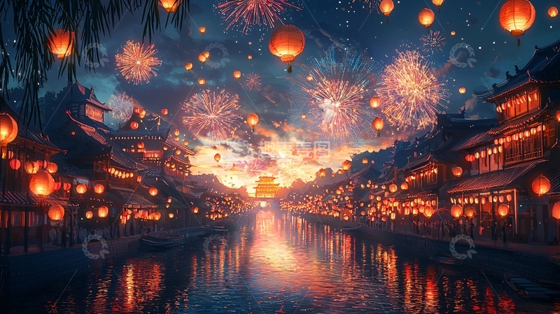 高清大图下载【趣麦麦图】梦幻古风夜景