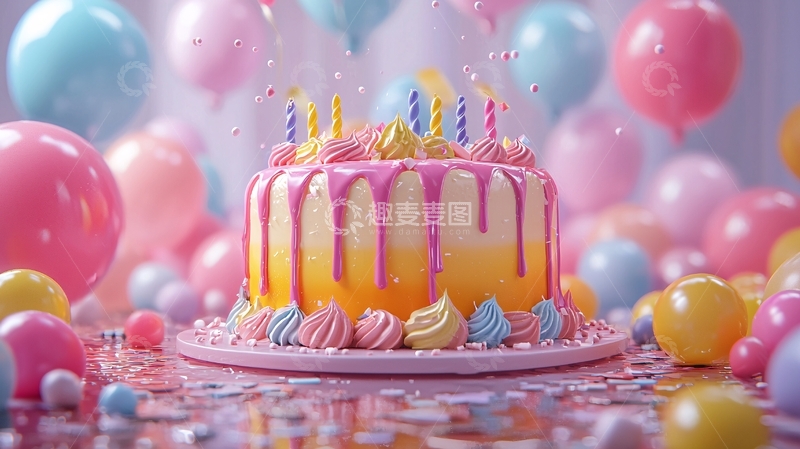 高清大图下载【趣麦麦图】粉色生日蛋糕