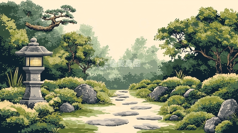 高清大图下载【趣麦麦图】日式庭院小路