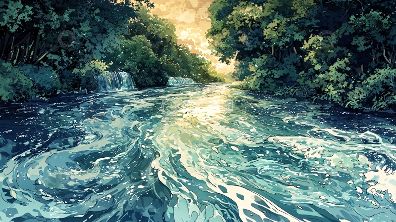 高清大图下载【趣麦麦图】森林溪流瀑布