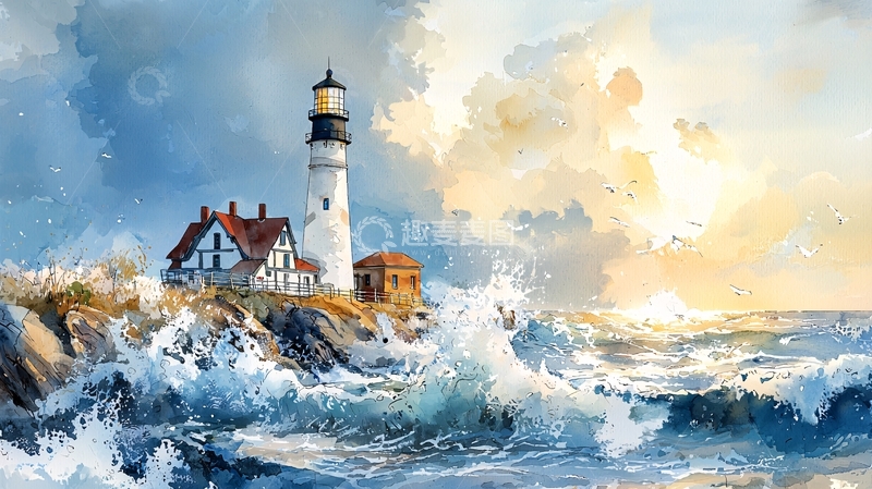 高清大图下载【趣麦麦图】暴风雨中的灯塔