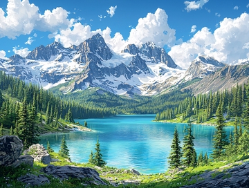 雪山湖泊风景