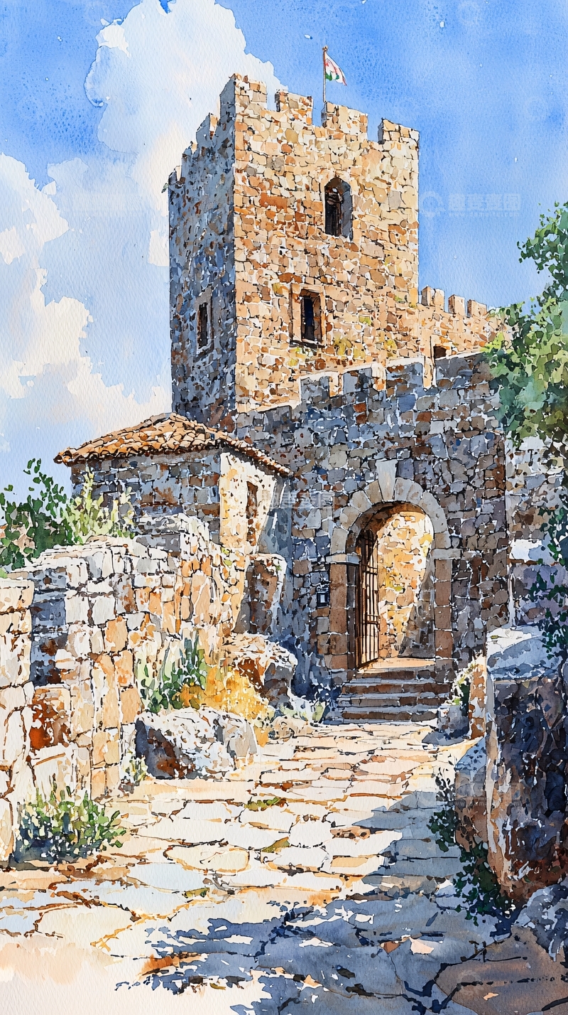 高清大图下载【趣麦麦图】古堡水彩画