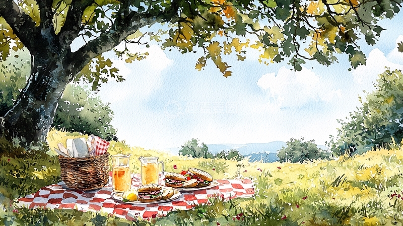 高清大图下载【趣麦麦图】树荫下野餐