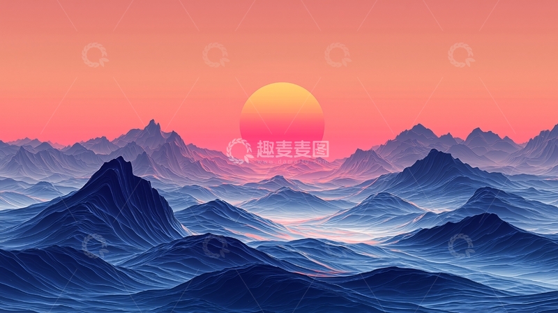 高清大图下载【趣麦麦图】粉色日落