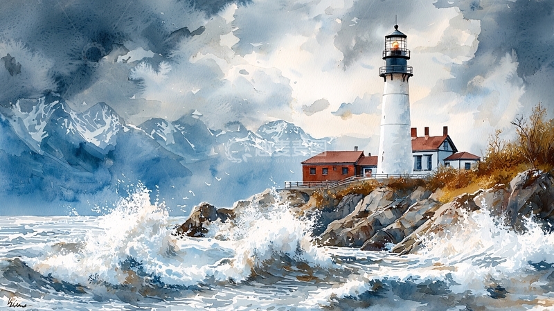 高清大图下载【趣麦麦图】暴风雨中的灯塔