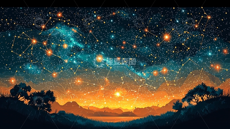 高清大图下载【趣麦麦图】星空日出