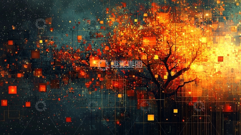 高清大图下载【趣麦麦图】夜空中燃烧的树