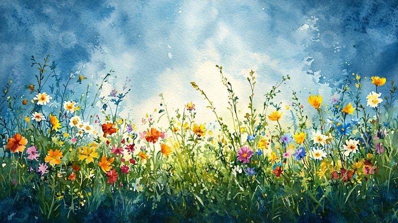 高清大图下载【趣麦麦图】水彩田园野花