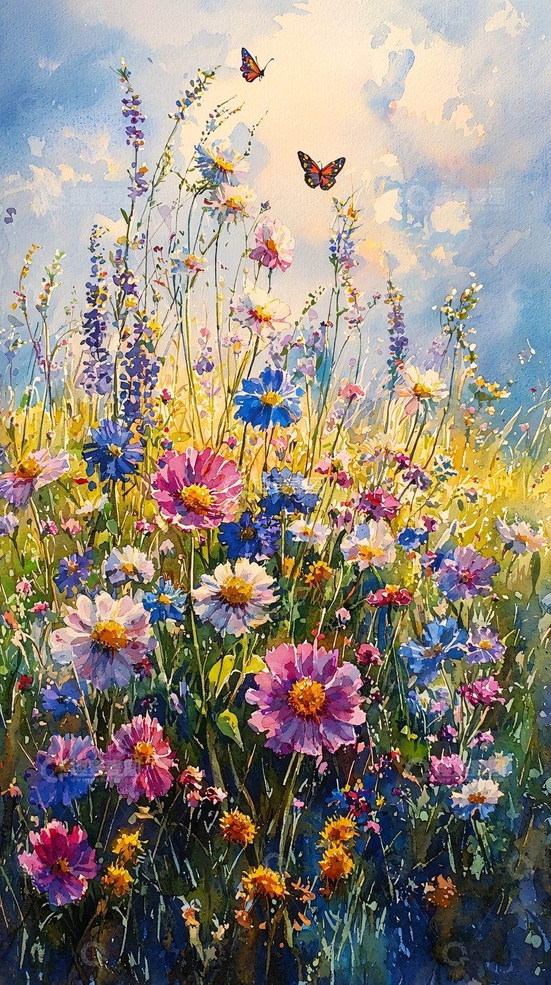 高清大图下载【趣麦麦图】水彩花田