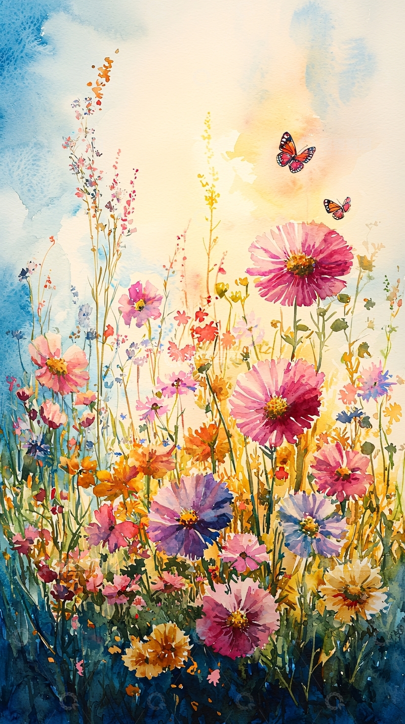 高清大图下载【趣麦麦图】水彩花田