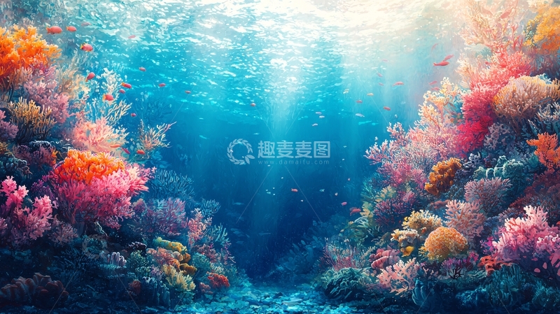 高清大图下载【趣麦麦图】海底珊瑚礁景观