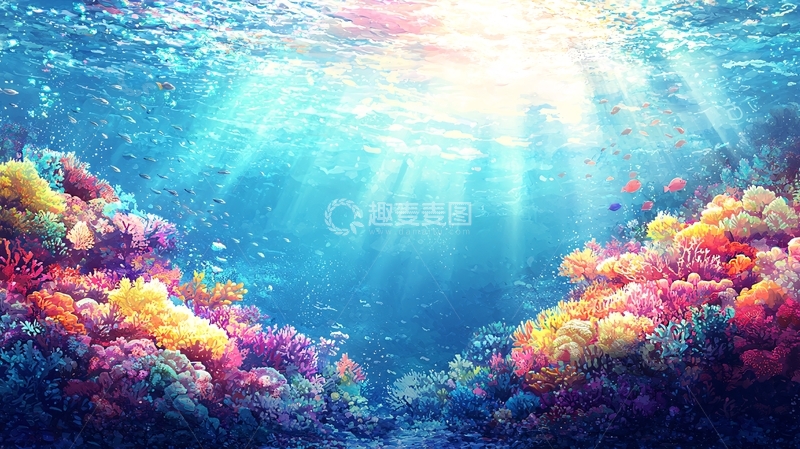 高清大图下载【趣麦麦图】海底珊瑚礁梦幻景象