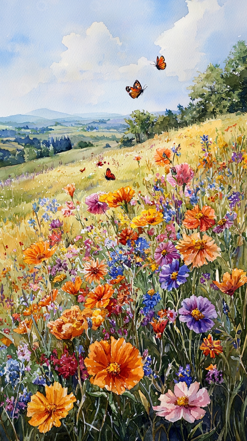 高清大图下载【趣麦麦图】水彩田园风光