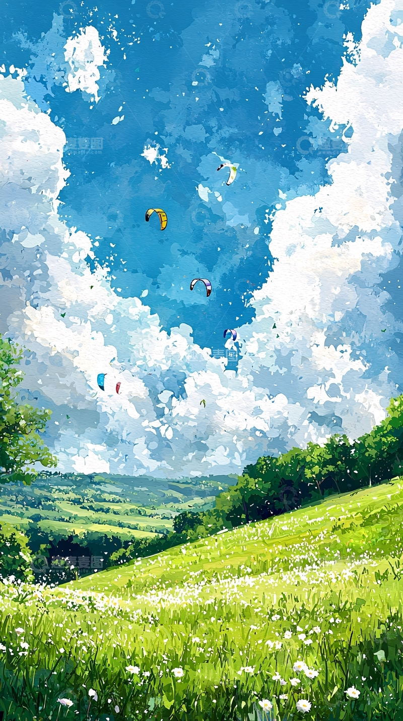 高清大图下载【趣麦麦图】蓝天白云绿草地11