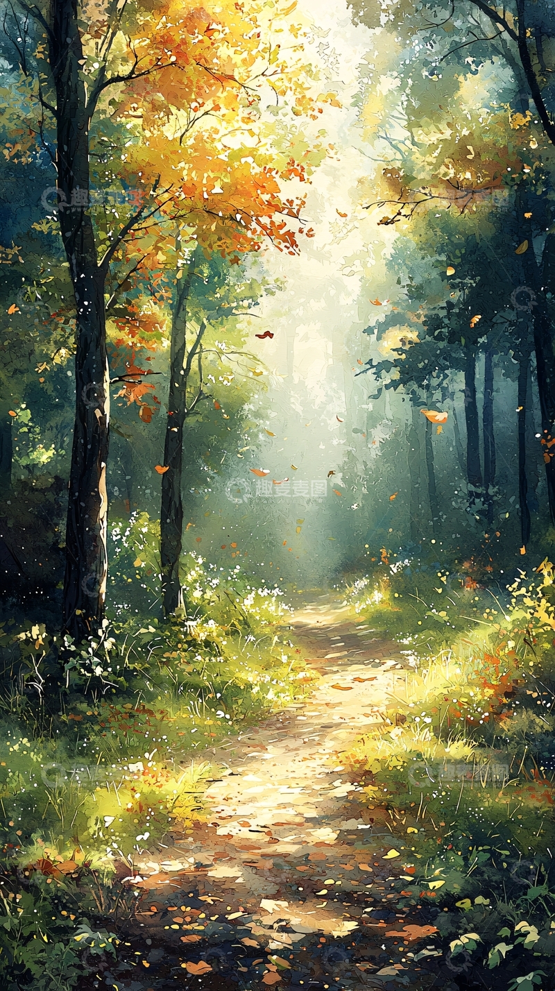 高清大图下载【趣麦麦图】秋日森林小路