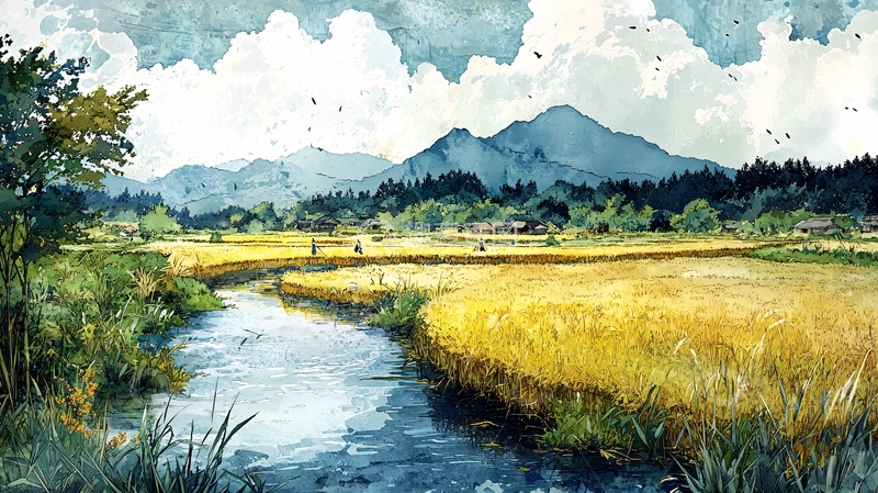 高清大图下载【趣麦麦图】水彩田园风光