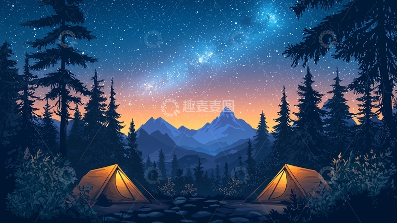 高清大图下载【趣麦麦图】星空下的营地