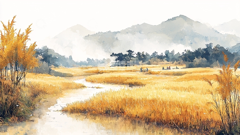 高清大图下载【趣麦麦图】水墨画田园风光