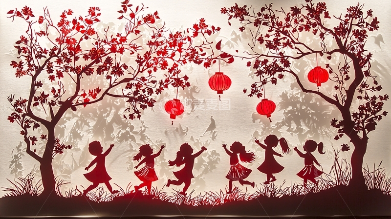 高清大图下载【趣麦麦图】红色剪影