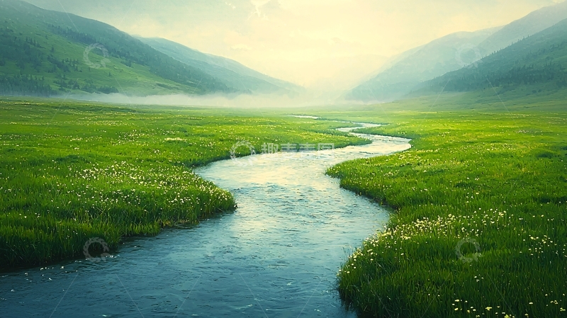 高清大图下载【趣麦麦图】绿色山谷河流