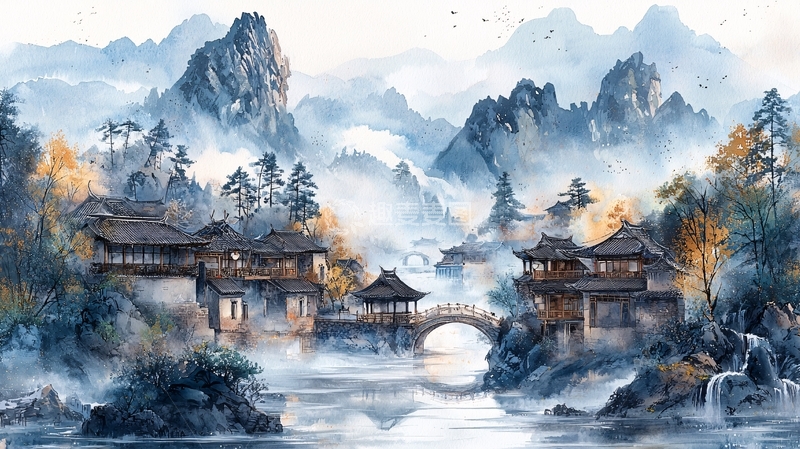 高清大图下载【趣麦麦图】水墨山水画1071