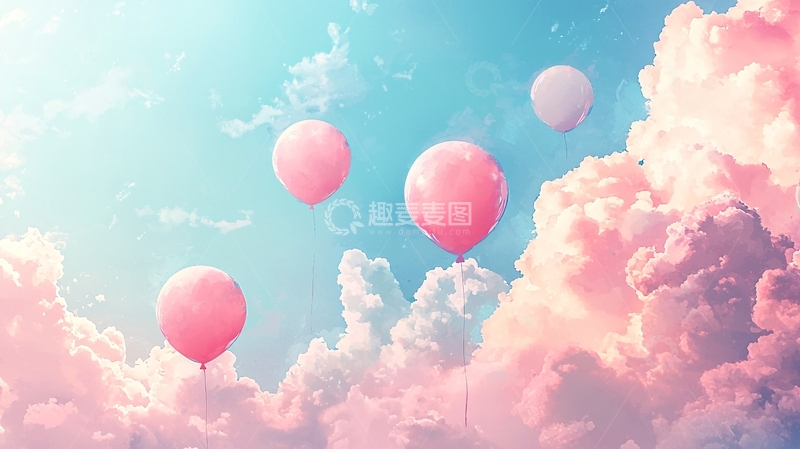 高清大图下载【趣麦麦图】粉色气球