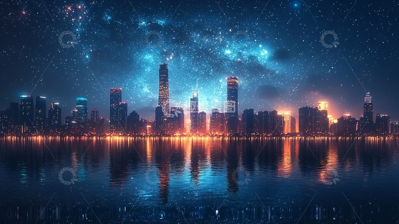 高清大图下载【趣麦麦图】星空下的城市夜景23