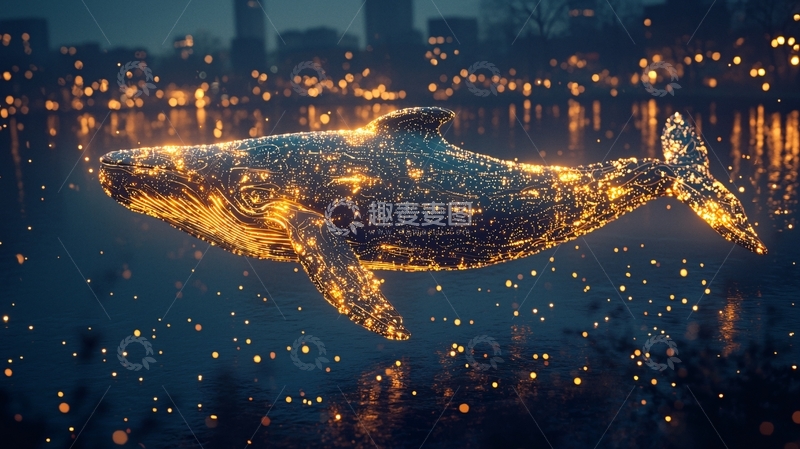 高清大图下载【趣麦麦图】光之鲸鱼