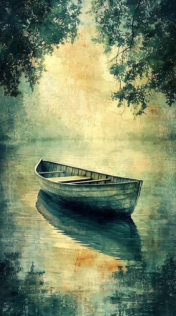 静谧湖泊上的小船