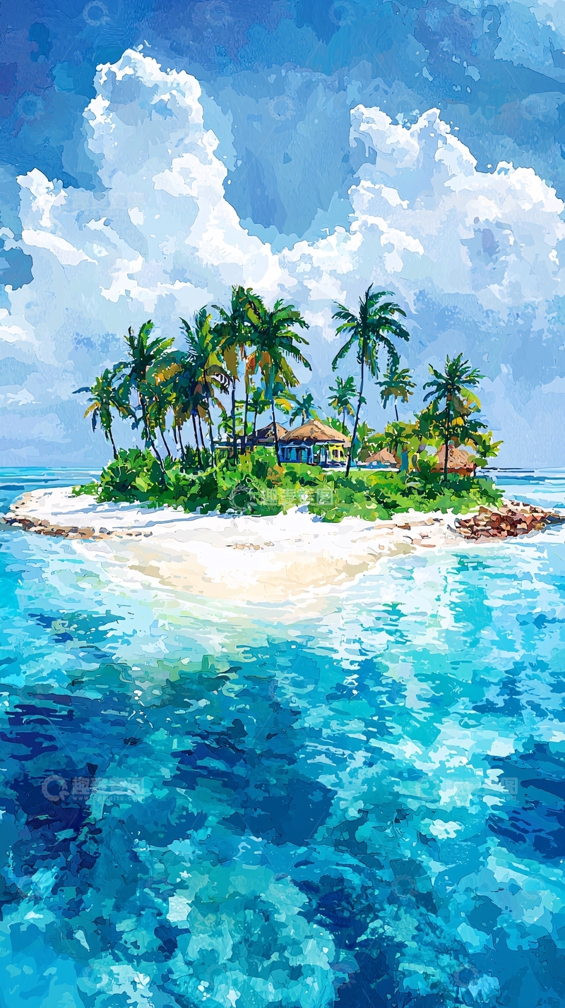 高清大图下载【趣麦麦图】热带小岛风景画