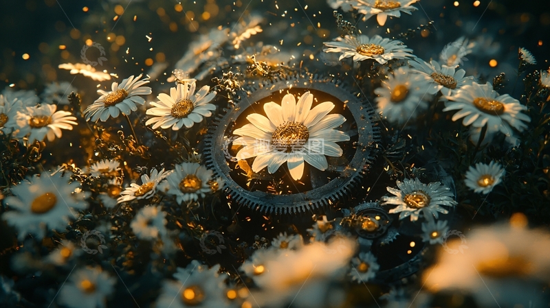 高清大图下载【趣麦麦图】雨中绽放的雏菊