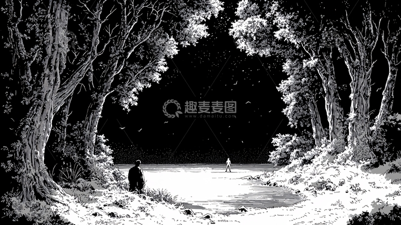 高清大图下载【趣麦麦图】黑白森林雪景