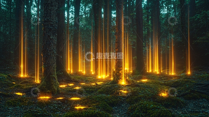 高清大图下载【趣麦麦图】光柱森林