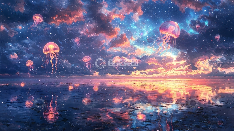 高清大图下载【趣麦麦图】梦幻星空水母