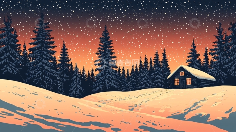 高清大图下载【趣麦麦图】冬夜雪景