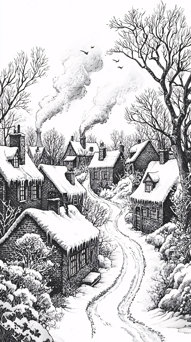 高清大图下载【趣麦麦图】冬日雪景小镇