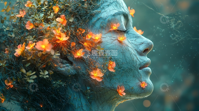 高清大图下载【趣麦麦图】-花朵女孩