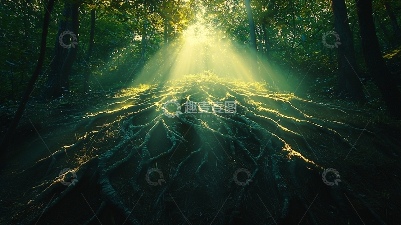 高清大图下载【趣麦麦图】森林树根阳光