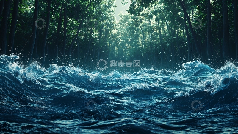 高清大图下载【趣麦麦图】森林洪水