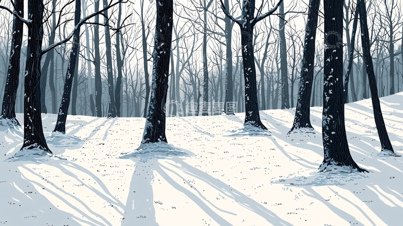 高清大图下载【趣麦麦图】冬日雪景森林