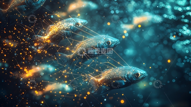 高清大图下载【趣麦麦图】深海鱼群科技感抽象