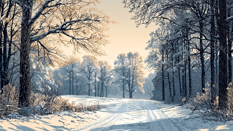 高清大图下载【趣麦麦图】冬日森林雪景